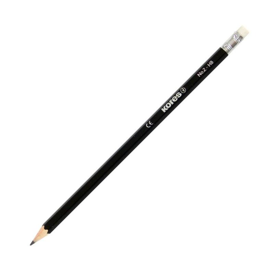 карандаш простой KORES шестигранный ластик HB