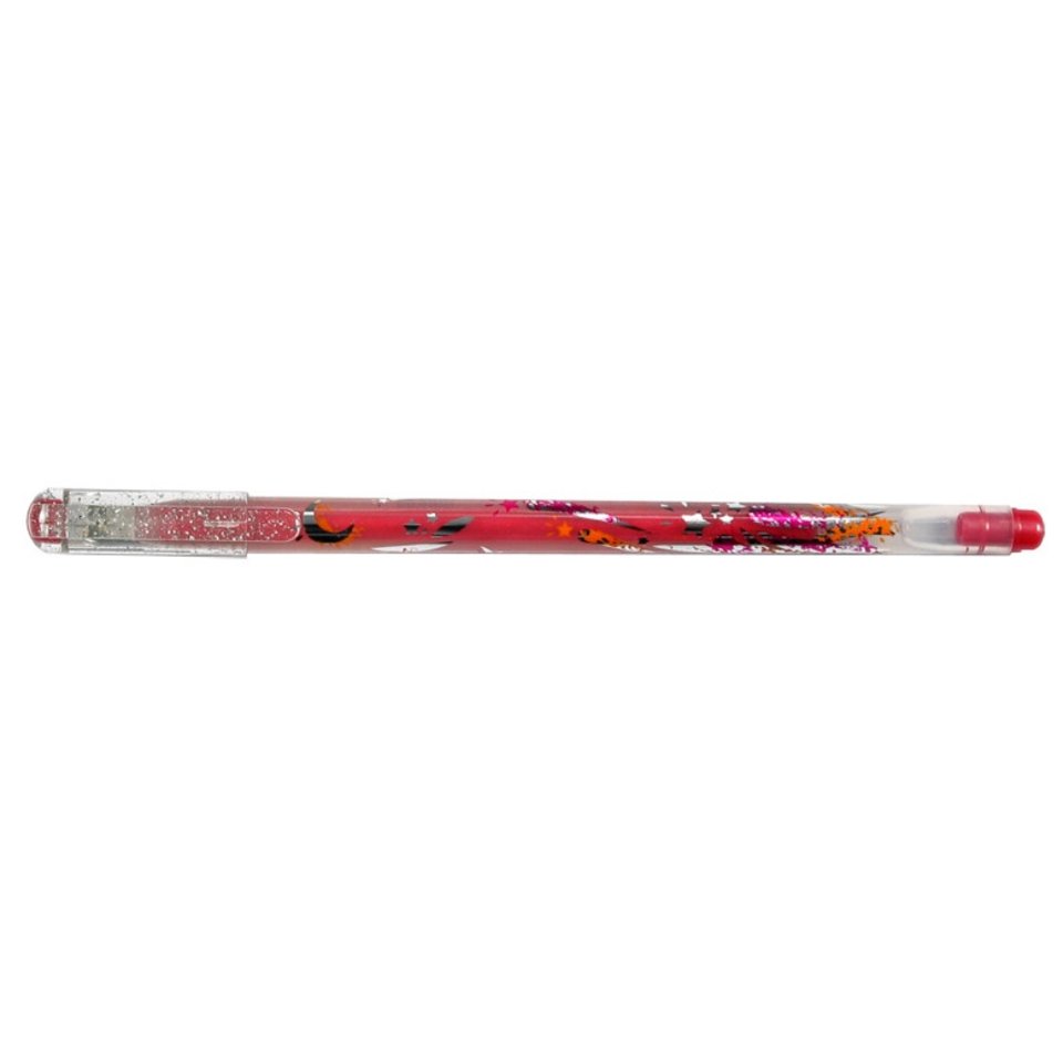 ручка гелевая CROWN 1мм с блестками (Люрекс) MTJ500GLD красная
