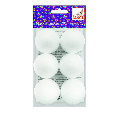 набор шариков из пенопласта 6 штук FD030010
