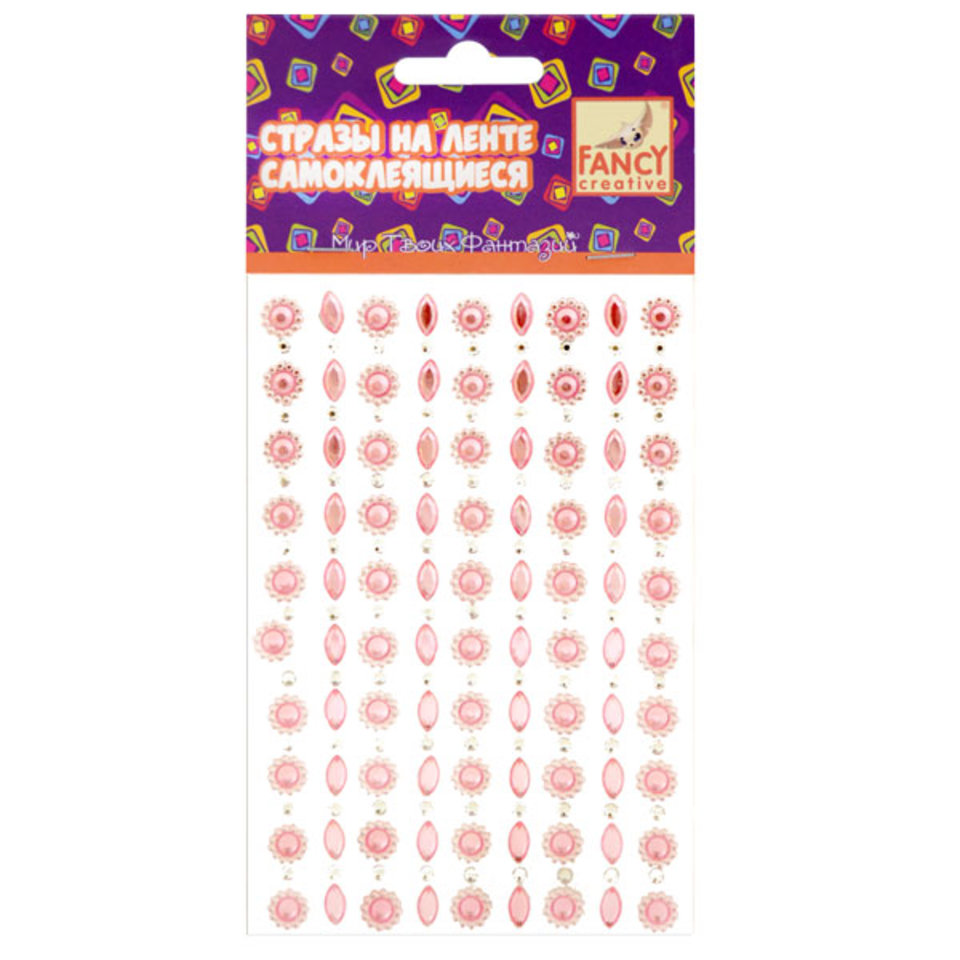 стразы на ленте Цветы самоклеящиеся 9 штук в ассортименте FD020095