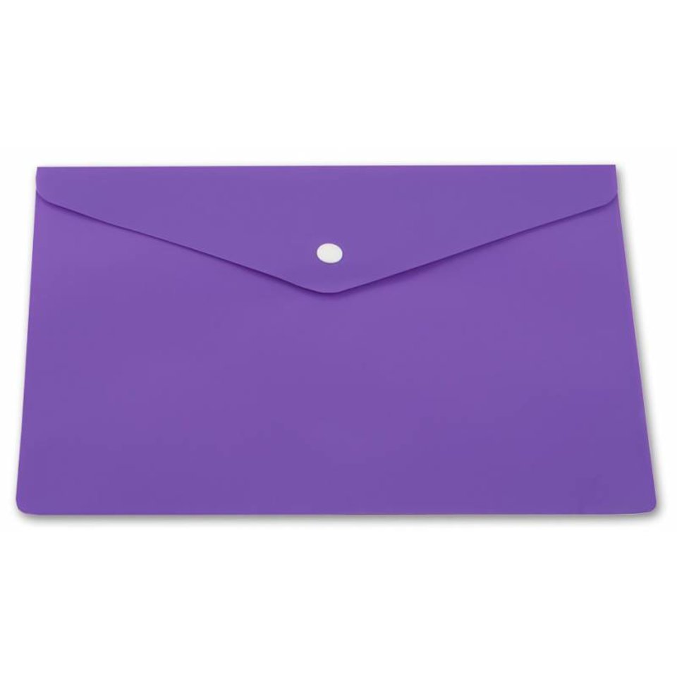 папка-конверт на кнопке А4 непрозрачная пластик 0.18мм PK803ANvio/816639 фиолетовая