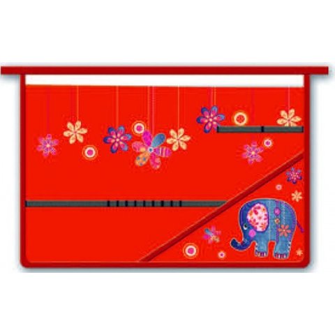 папка для труда А4 на молнии Слоник и цветы с блоком 37131