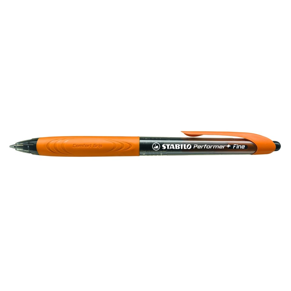 ручка шариковая STABILO автоматическая PERFORMER черная темно-оранжевый корпус