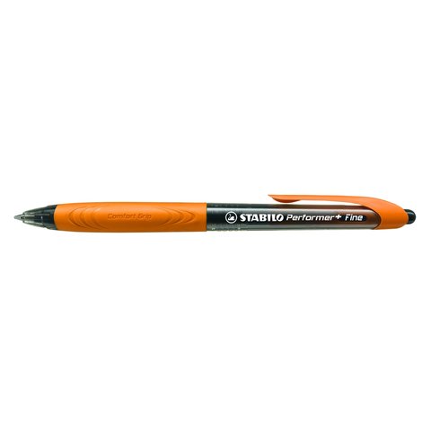 ручка шариковая STABILO автоматическая PERFORMER черная темно-оранжевый корпус