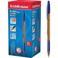 ручка шариковая ERICH KRAUSE R-301 AMBER GRIP синяя, резиновая вставка