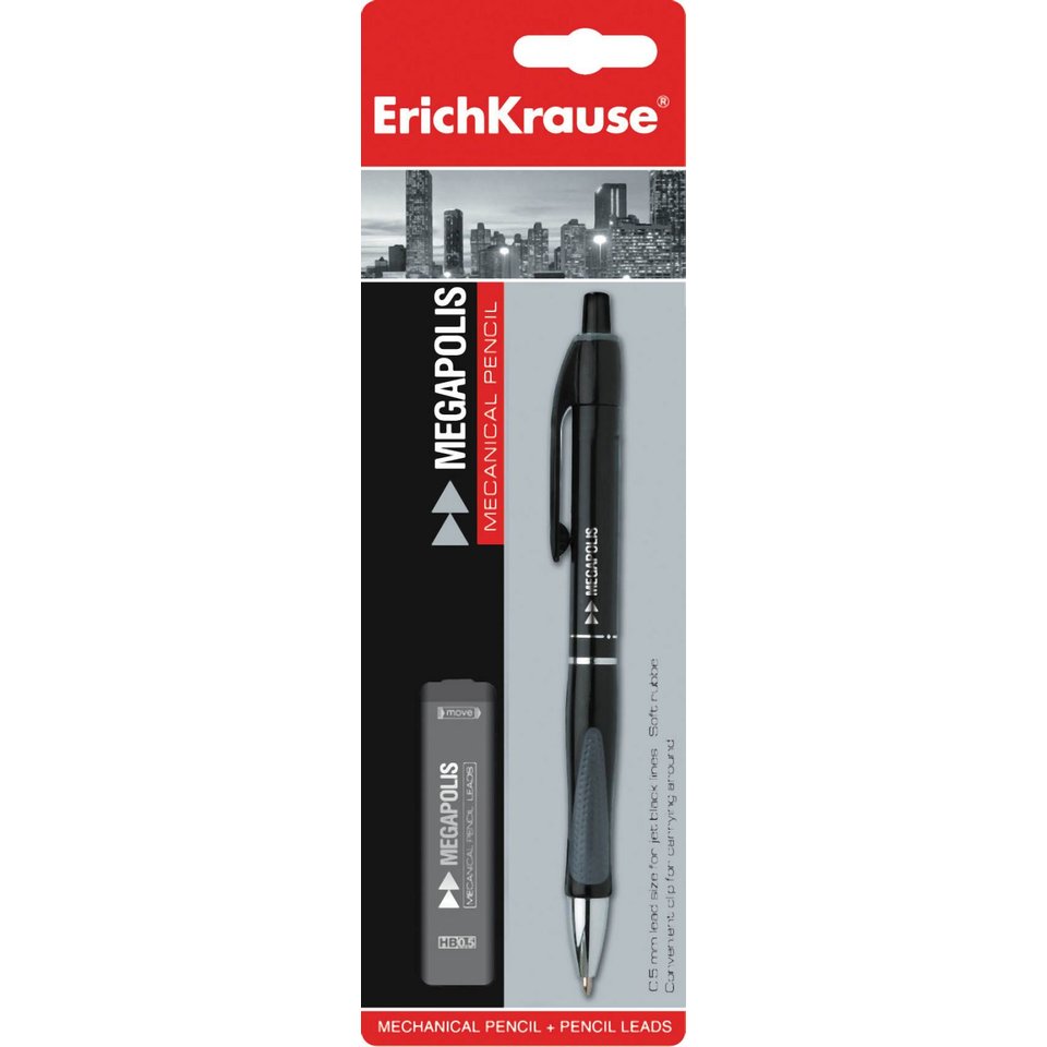 карандаш автоматический 0.5мм набор с грифелем ERICH KRAUSE MEGAPOLIS CONCEPT