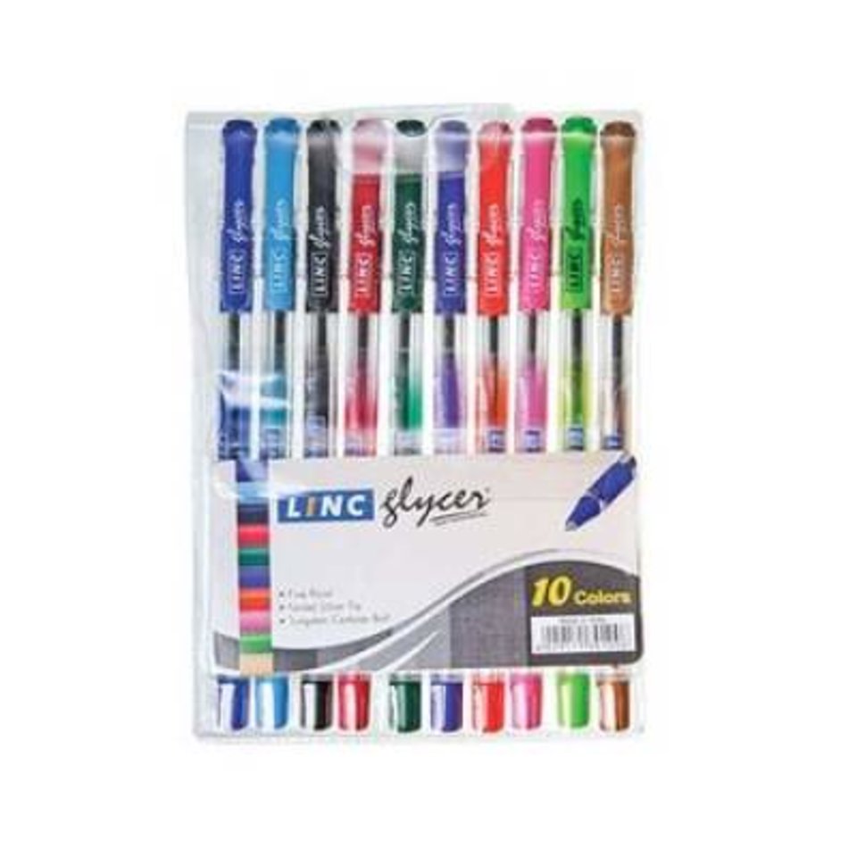 ручки шариковые набор 10 цветов LINC Glycer резиновая вставка