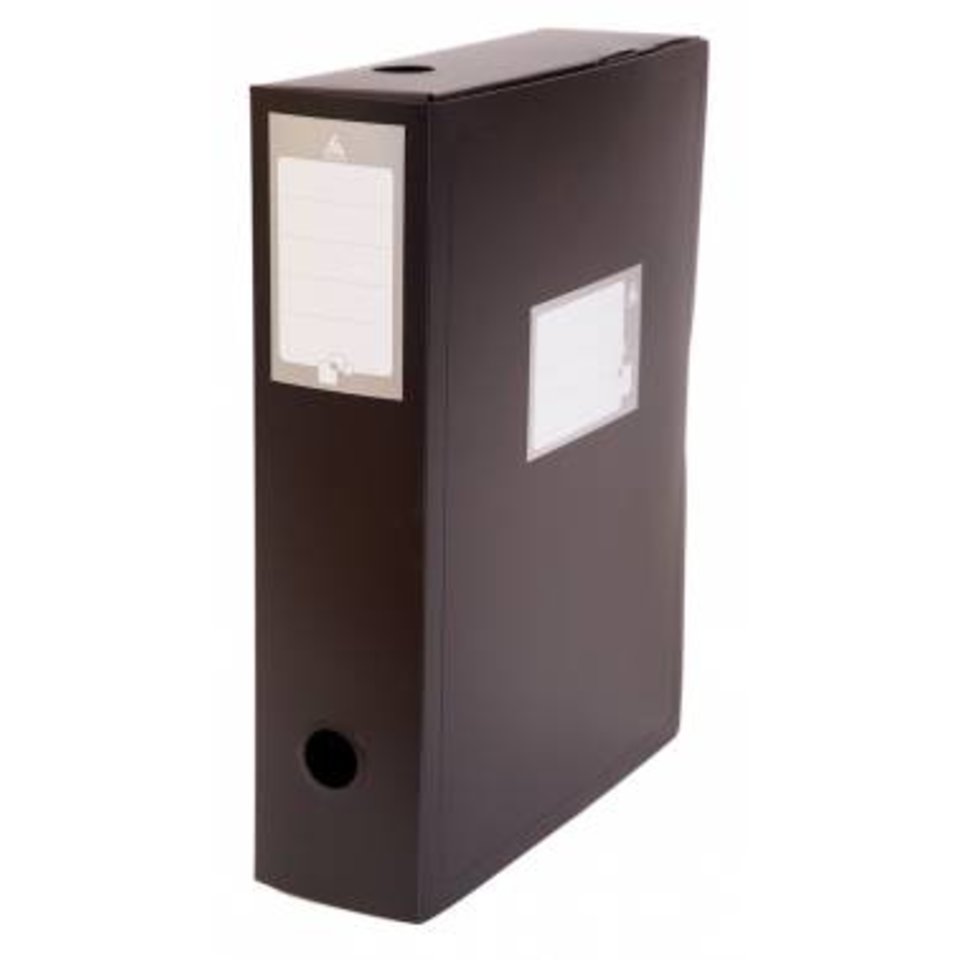 короб архивный А4 100мм пластик 0.8 вырубной замок черный BA100/08blck/816194