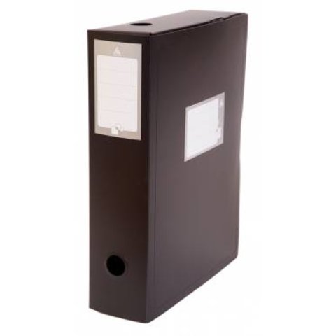 короб архивный А4 100мм пластик 0.8 вырубной замок черный BA100/08blck/816194