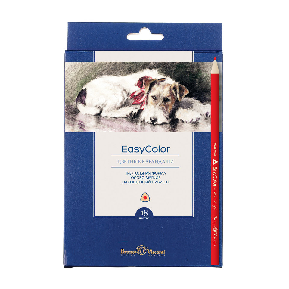 цветные карандаши 18 цветов Bruno Visconti Easycolor трехгранные