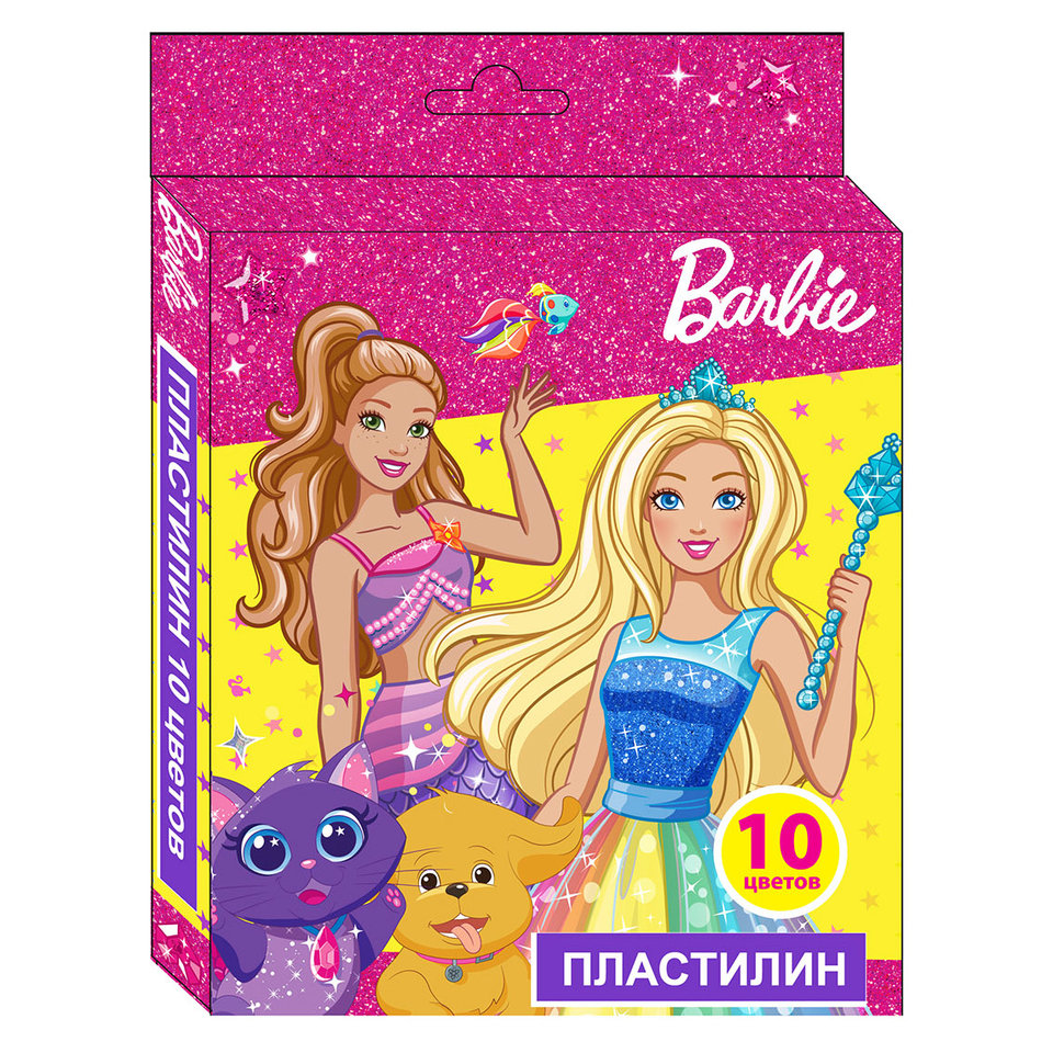 пластилин 10 цветов 200гр. Барби стек картонная упаковка