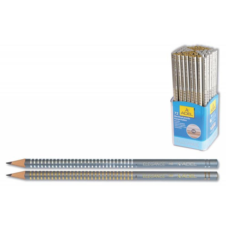 карандаш простой ADEL Elegance серебряная отделка корпуса, круглый, твердость HB