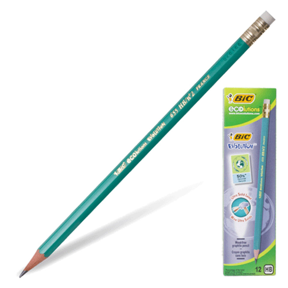 карандаш простой BIC Evolution пластиковый, ластик