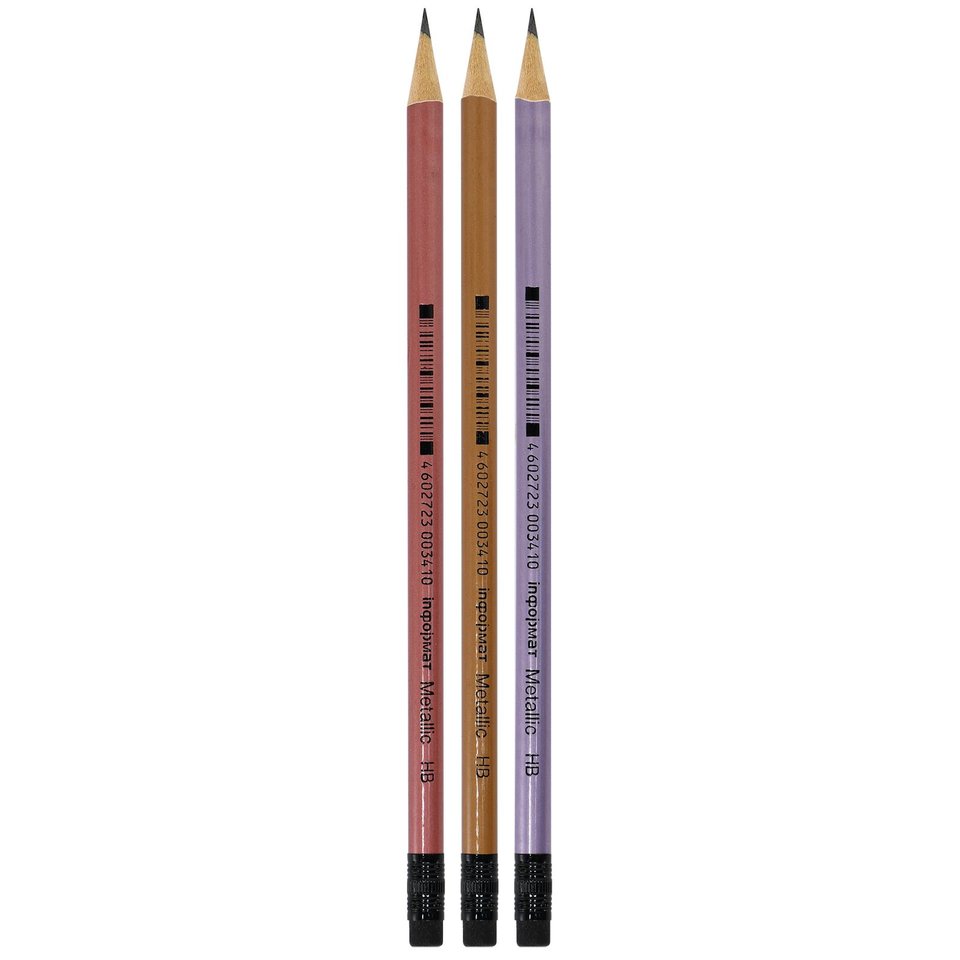 карандаш простой InFormat METALLIC HB круглый с ластиком 042715