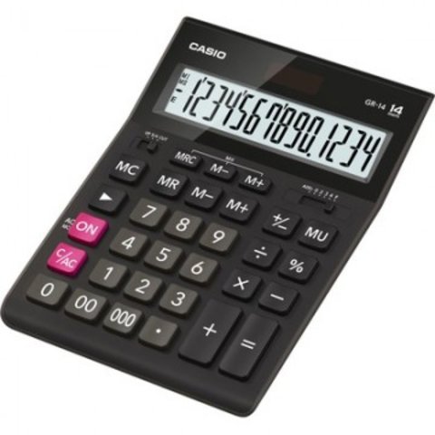 калькулятор настольный 14 разрядов большой CASIO GR-14-W-EH двойное питание/394705