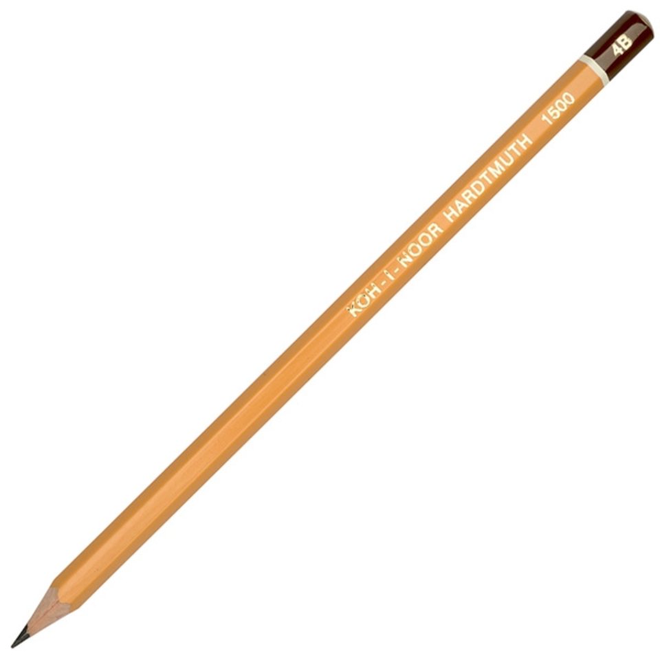 карандаш простой KOH-I-NOOR Чехия 1500 заточенный шестигранный чернографитный карандаш, твердость 4B
