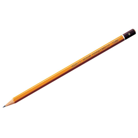 карандаш простой KOH-I-NOOR Чехия 1500 заточенный шестигранный чернографитный карандаш, твердость B