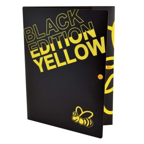 папка-конверт на кнопке А4 с рисунком объёмная "Black Edition" черная/желтая 490622