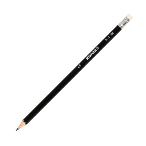карандаш простой KORES шестигранный ластик HB