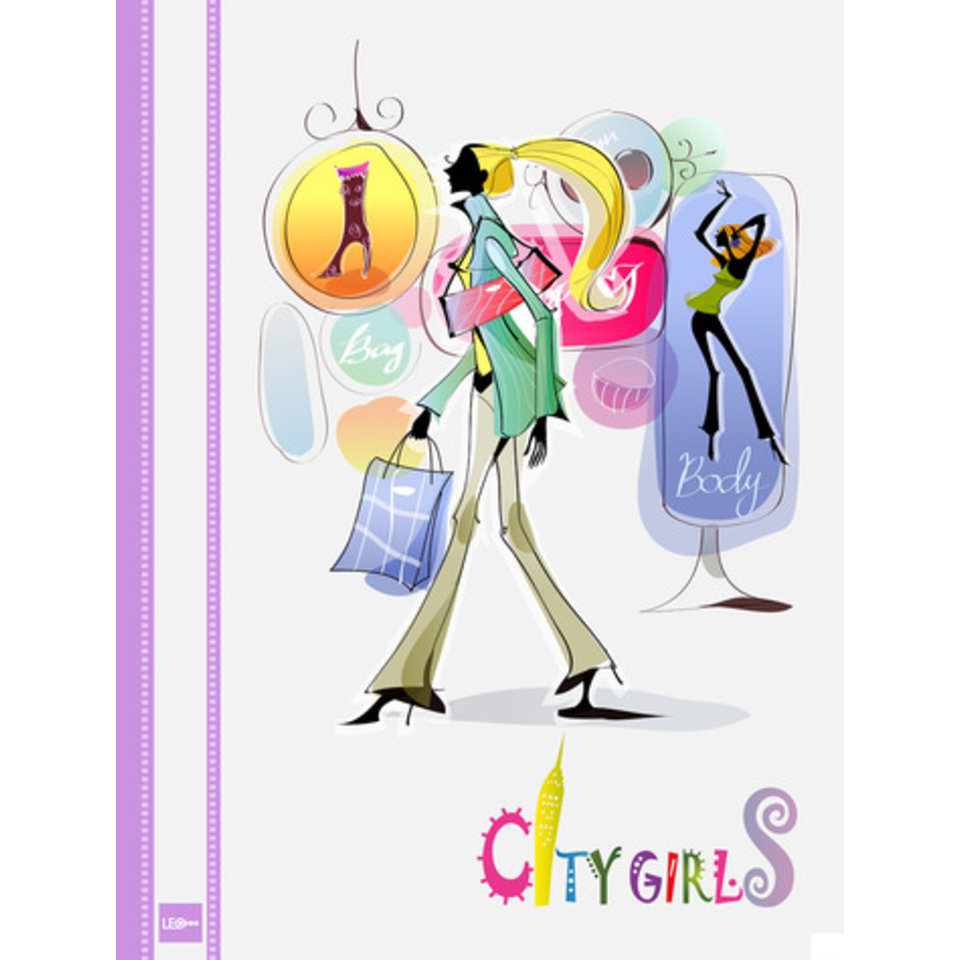 папка-скоросшиватель А4 пластиковый с карманом с рисунком "City girls" L6001/490717