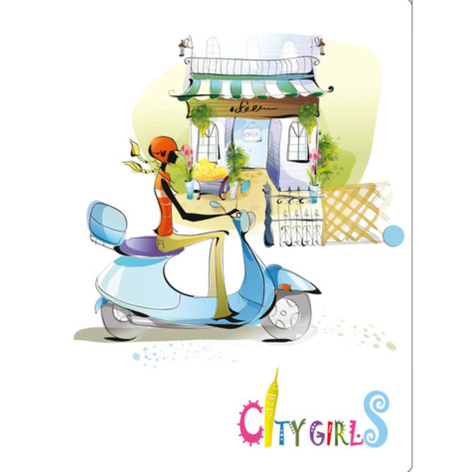 папка-конверт на кнопке А4 с рисунком объёмная "City girls" L6005/490721