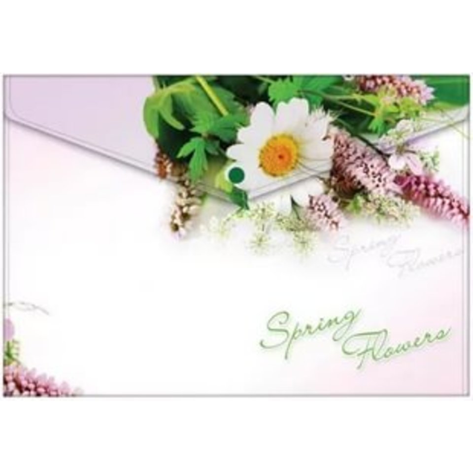 папка-конверт на кнопке А4 с рисунком Spring Flowers 180мкм AKk04031