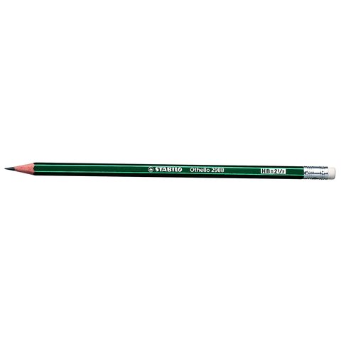 карандаш простой STABILO Othello зелёный корпус, белый ластик