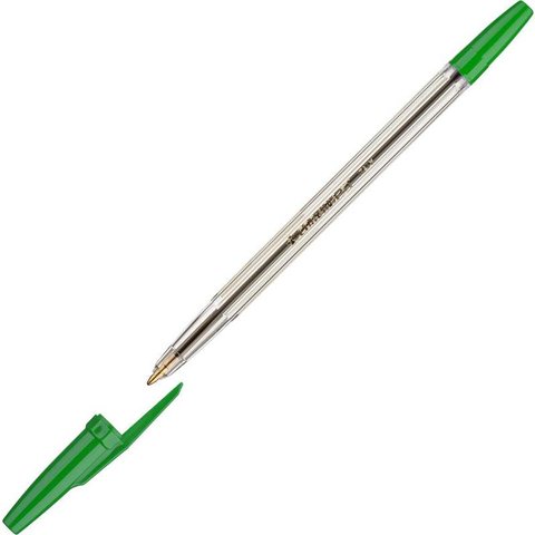 ручка шариковая CORVINA зеленая прозрачный корпус