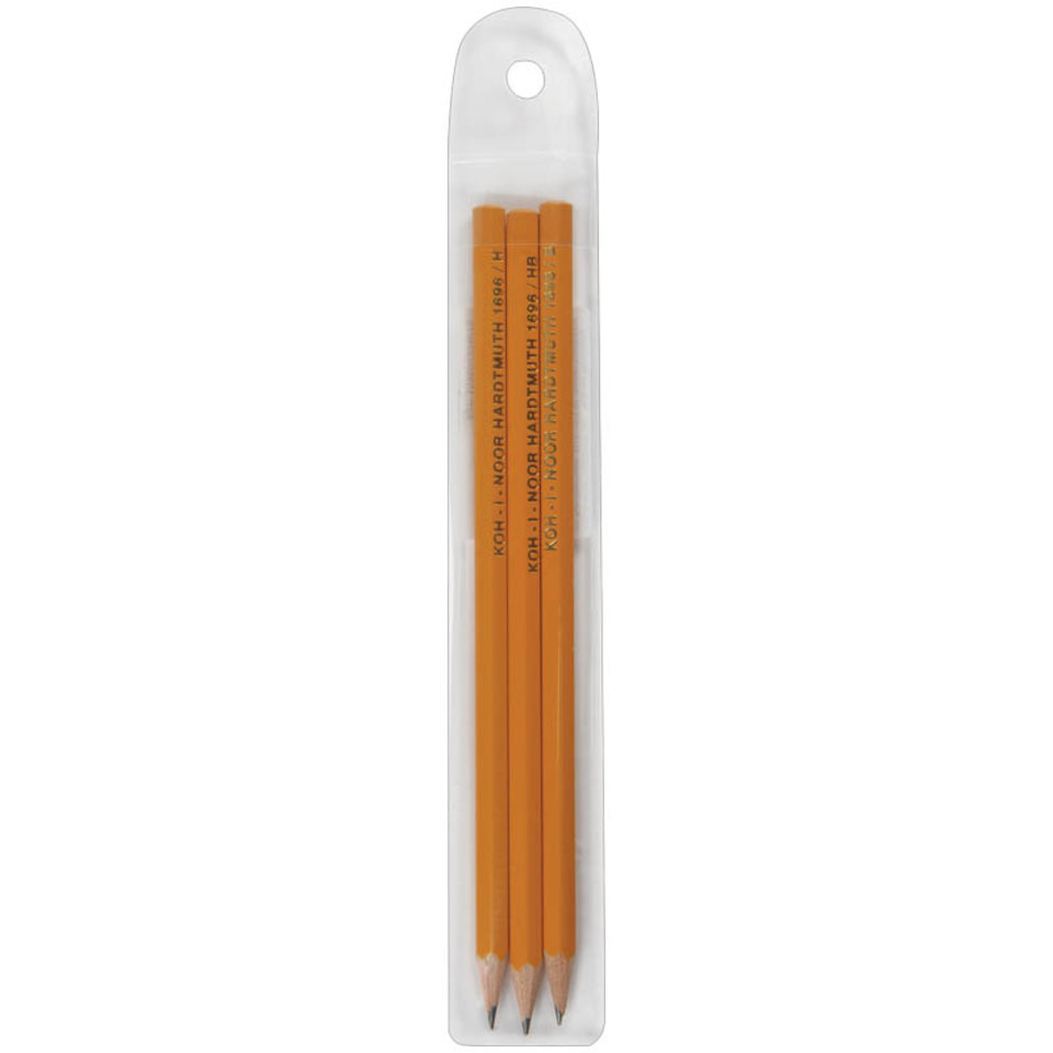 карандаши простые 3 штуки набор KOH-I-NOOR 1696 шестиграные, ПВХ упаковка
