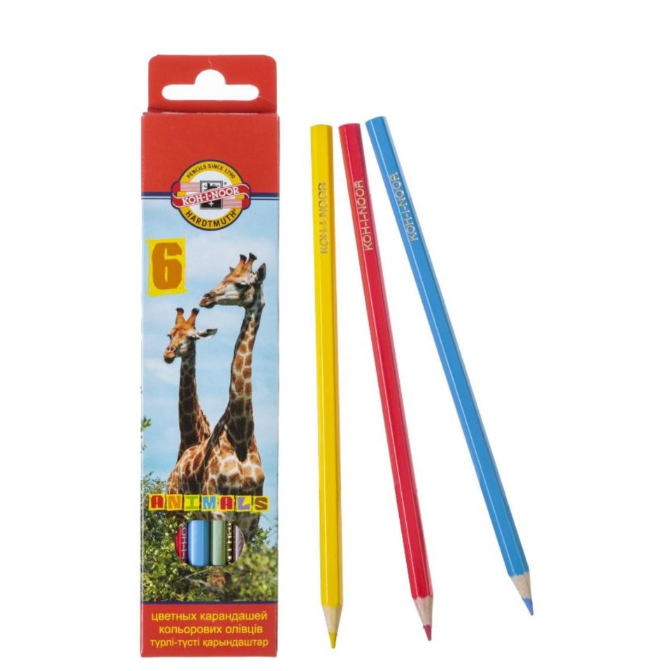 цветные карандаши 6цв Животные/птицы 3551 245908