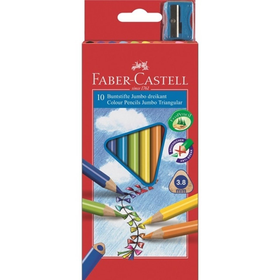 цветные карандаши 10 цветов FABER CASTELL JUMBO Трехгранные