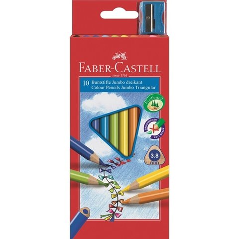 цветные карандаши 10 цветов FABER CASTELL JUMBO Трехгранные