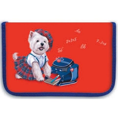 пенал для девочки Собачка-ученица с откидной планкой 43296