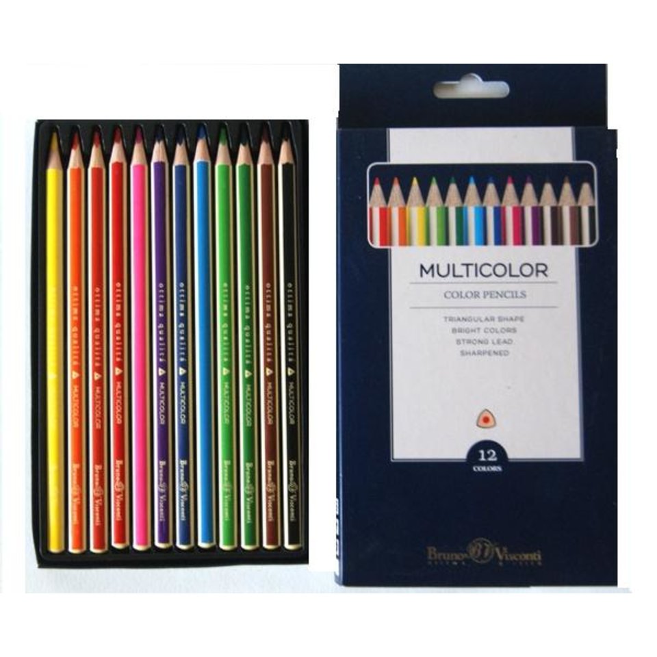 цветные карандаши 12 цветов Bruno Visconti Multicolor Трехгранные 30-0002