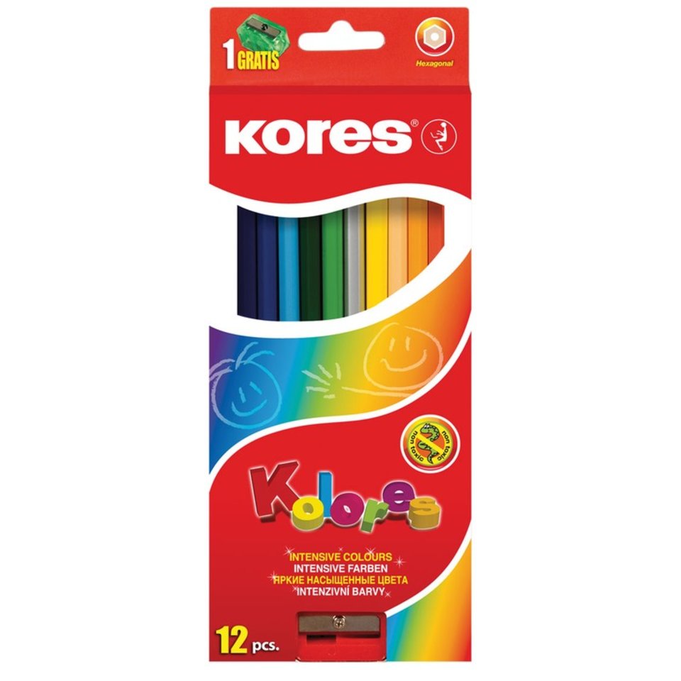 цветные карандаши 12 цветов KORES Трехгранные 128902