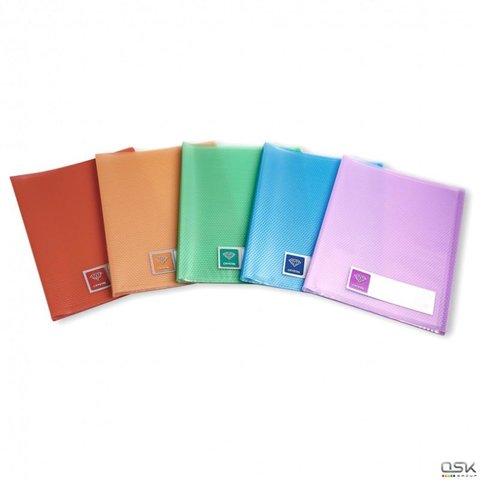 папка с файлами А4 20 вкладышей Crystal цветная прозрачная пластик 0.5мм ассорти CR20/816976