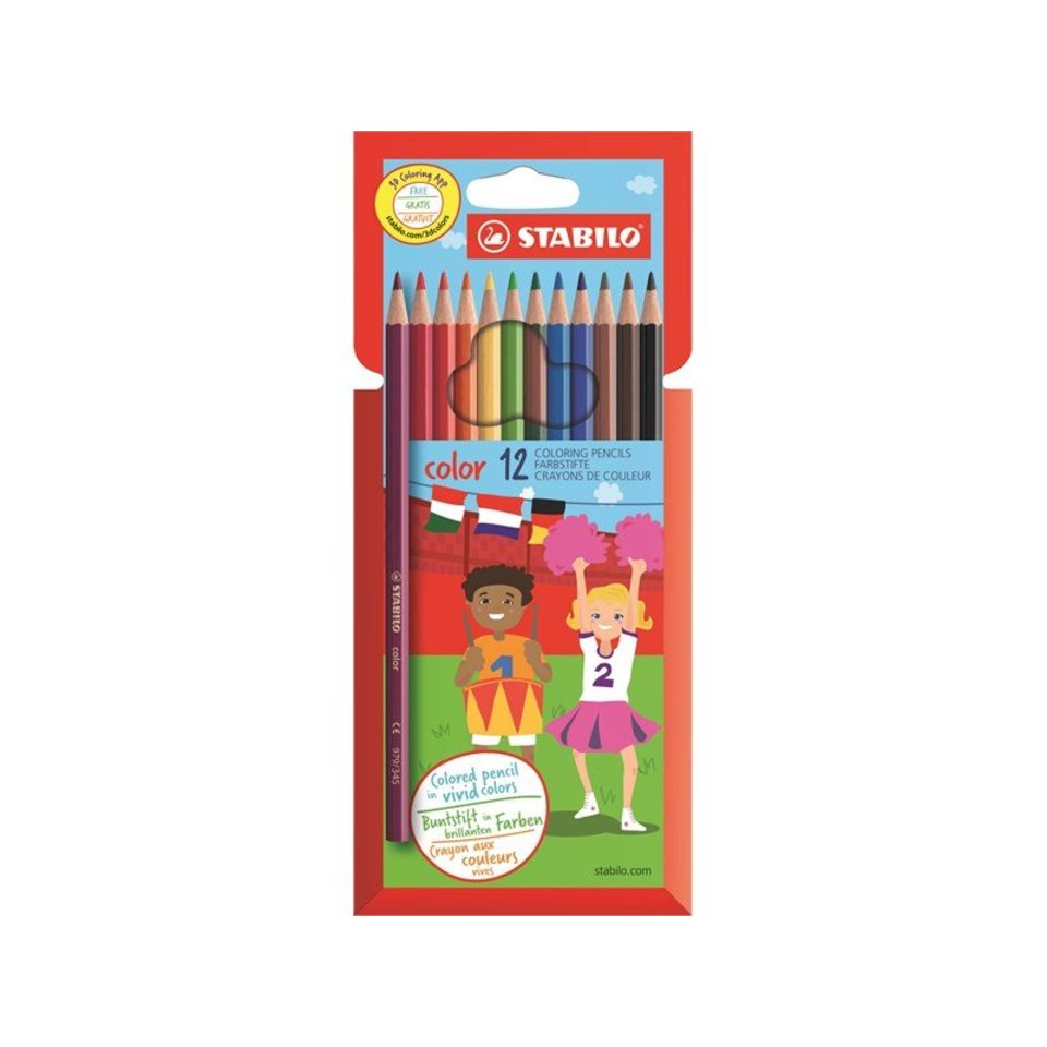 цветные карандаши 12 цветов STABILO SWANO Шестигранные