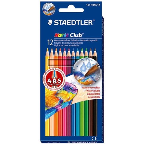 цветные карандаши 12 цветов STAEDTLER Noris Club Шестигранные, акварельные 14410NC12