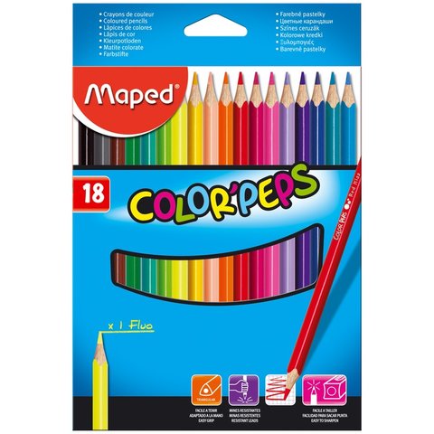 цветные карандаши 18 цветов MAPED Color Peps Classic Трехгранные 183218