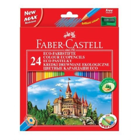 цветные карандаши 24 цвета FABER CASTELL ECO Замок шестигранные 120524