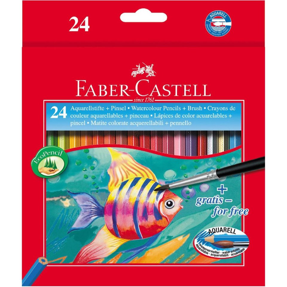 цветные карандаши 24 цвета FABER CASTELL Акварельные, кисть 114425