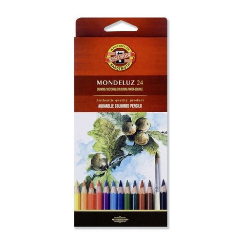 цветные карандаши 24 цвета KOH-I-NOOR Mondeluz Акварельные
