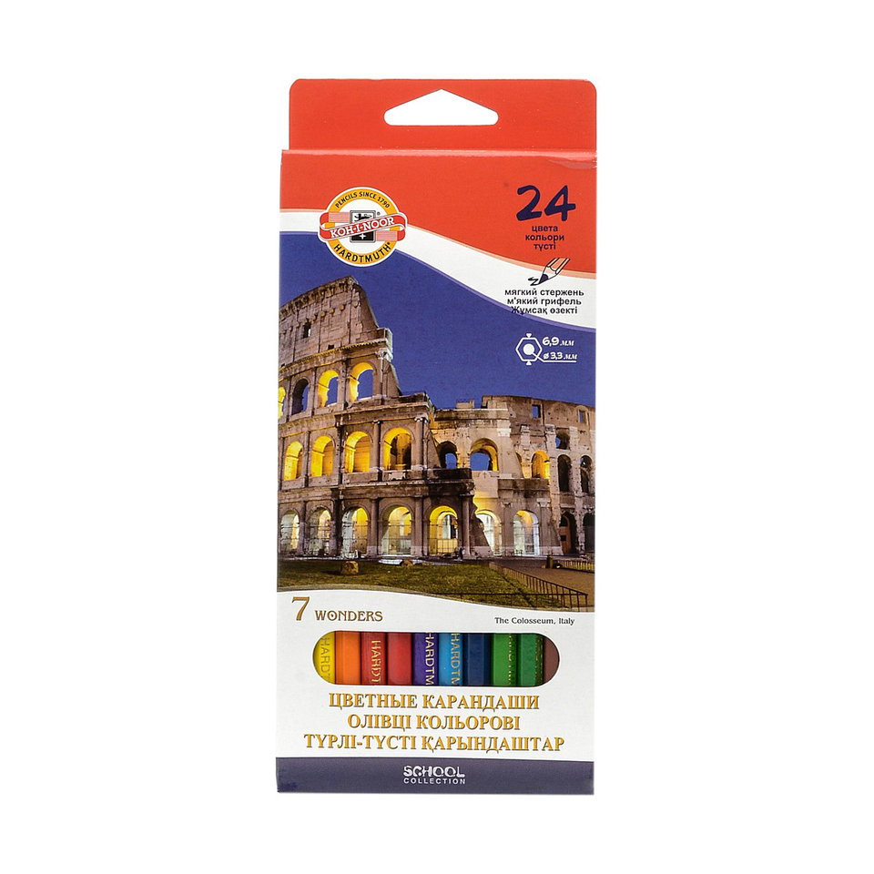 цветные карандаши 24 цвета KOH-I-NOOR 7 Чудес света