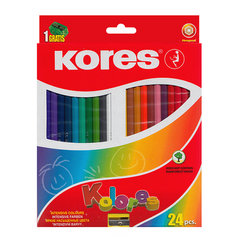 цветные карандаши 24 цвета KORES Трехгранные,точилка 128903