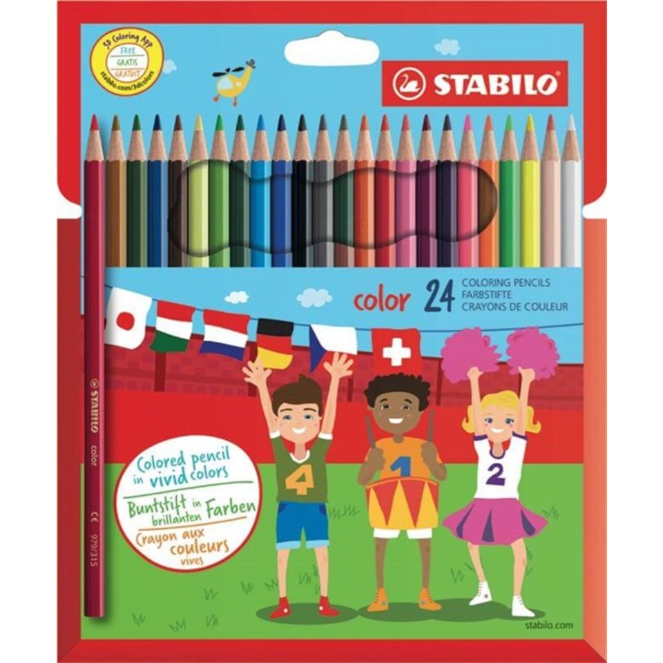 цветные карандаши 24 цвета. STABILO SWANO Шестигранные