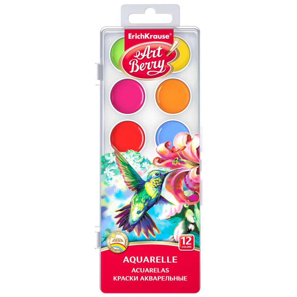 краски акварельные набор 12 цветов медовые ArtBerry УФ защита яркости