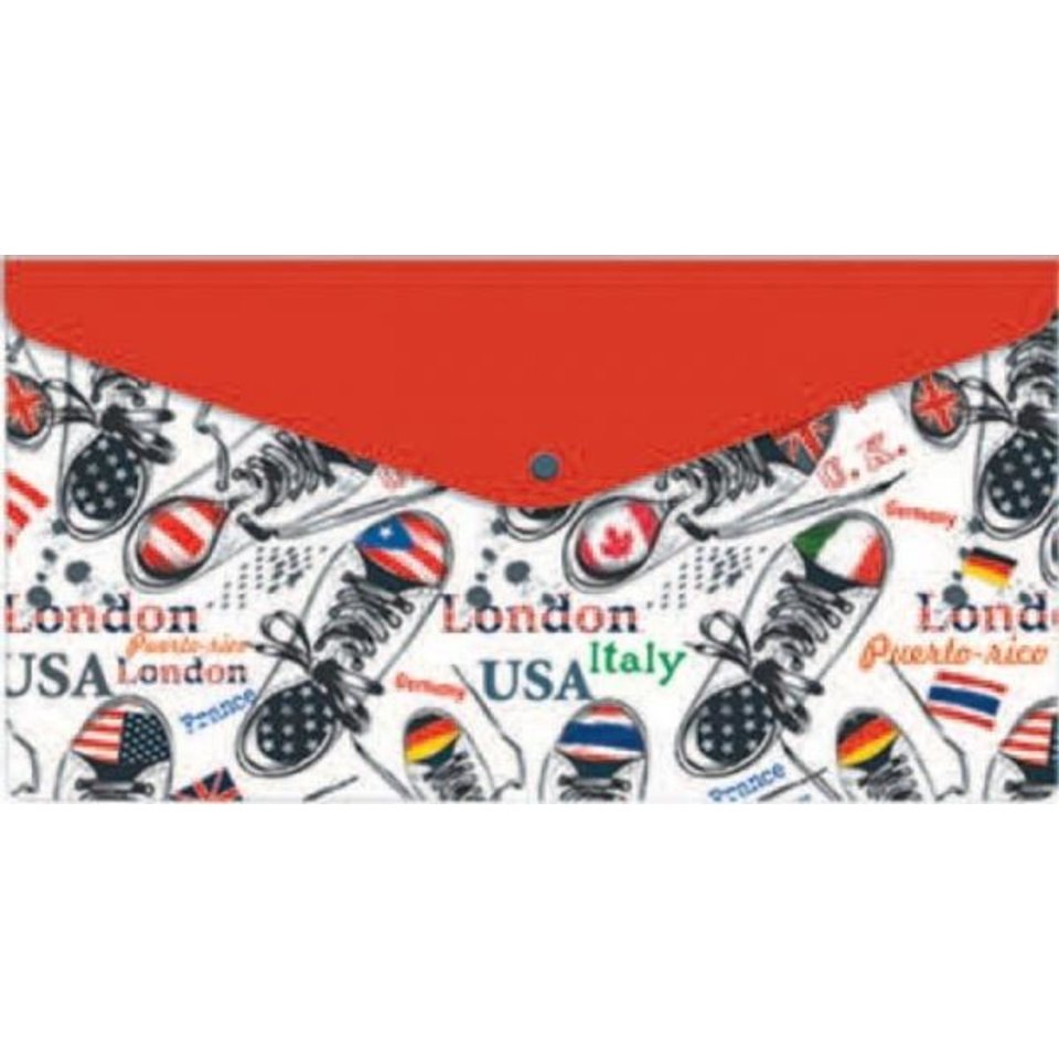 папка-конверт на кнопке 24х14см Вокруг света 43637