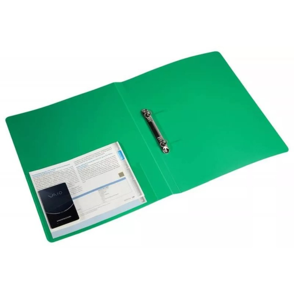 папка на кольцах А4 2 кольца 40мм пластиковая с корешком и карманом 0812/2R/816512 зеленая