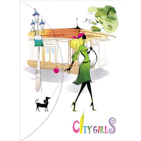 папка-конверт на кнопке А4 с рисунком "City girls" L6008/490723