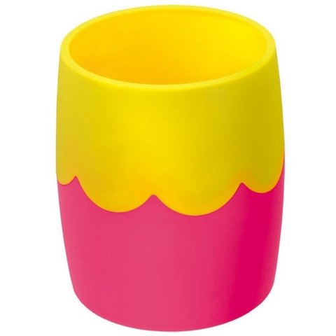 стакан для канцелярских принадлежностей двухцветный пластиковый СН502 Стамм/235837 желтый/розовый